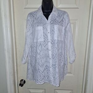 Chicos white button-down blouse 8-10